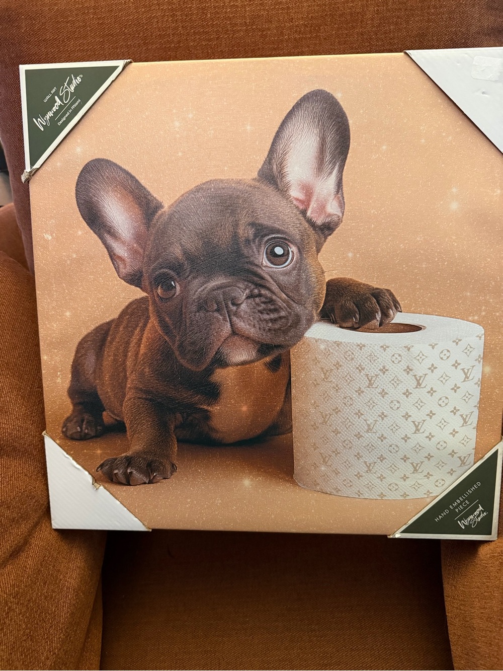 French Bulldog Puppy Wall Art Print in Brown